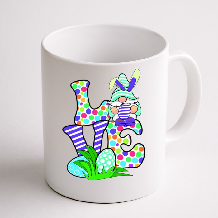 Cute Love Gnome Easter Egg Hunting Bunny Front & Back Coffee Mug