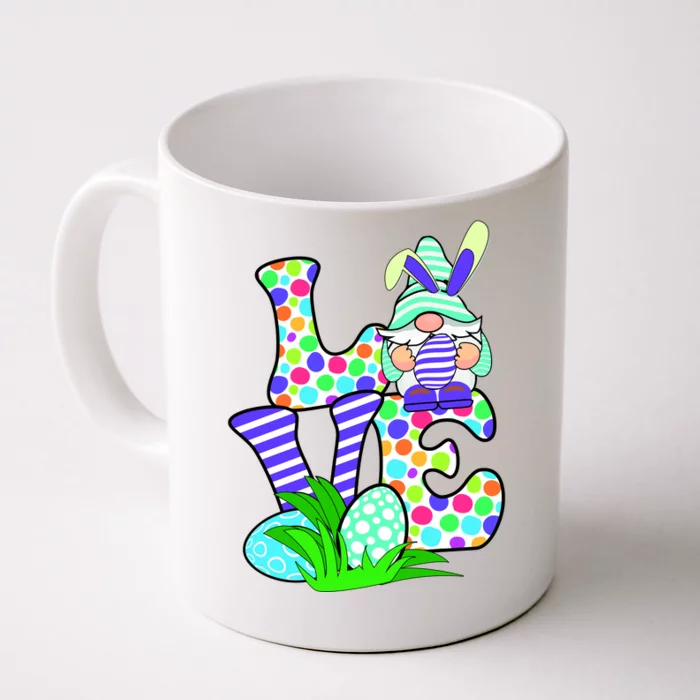 Cute Love Gnome Easter Egg Hunting Bunny Front & Back Coffee Mug