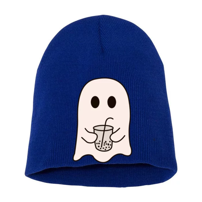 Cute Little Ghost Ice Coffee Halloween Costume Spooky Season Gift Short Acrylic Beanie