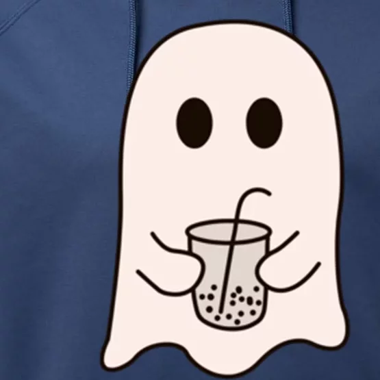 Cute Little Ghost Ice Coffee Halloween Costume Spooky Season Gift Performance Fleece Hoodie