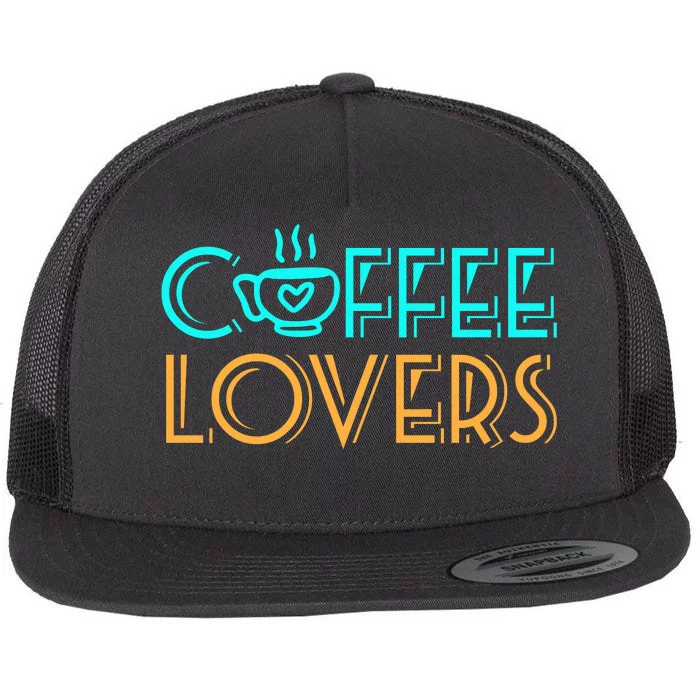 Coffee Lovers Graphic Flat Bill Trucker Hat