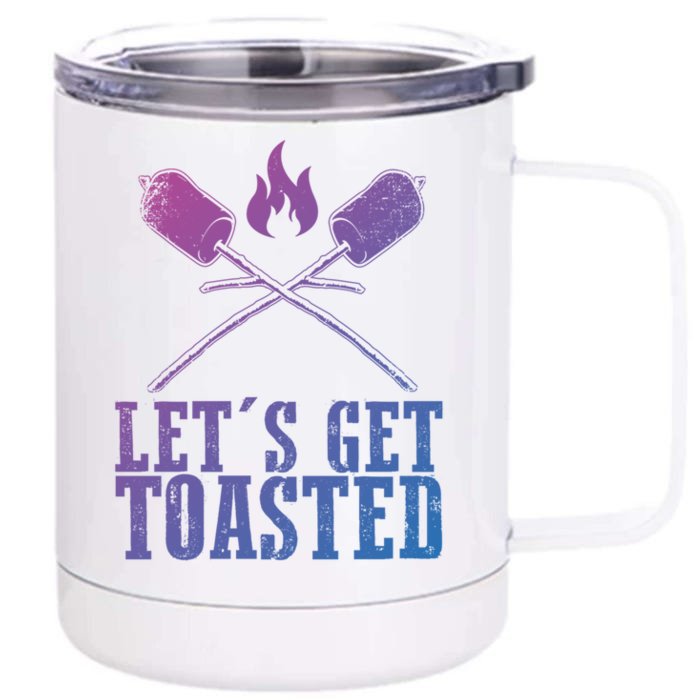 Cute Lets Get Toasted Funny Camping Gift Humor Camp Smores Gift Front & Back 12oz Stainless Steel Tumbler Cup