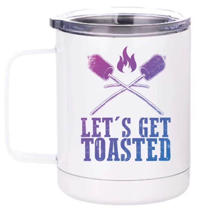 Cute Lets Get Toasted Funny Camping Gift Humor Camp Smores Gift Front & Back 12oz Stainless Steel Tumbler Cup