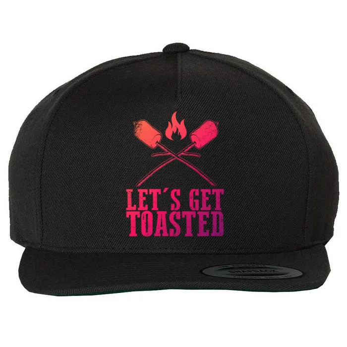 Cute Lets Get Toasted Funny Camping Gift Humor Camp Smores Gift Wool Snapback Cap