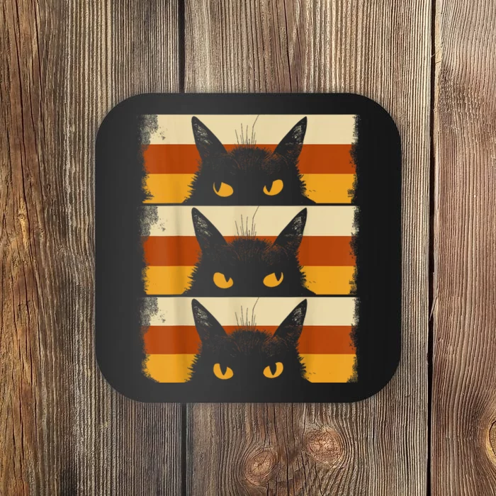 Cat Lover Grumpy Black Kitten Cat Mom Cat Dad Coaster