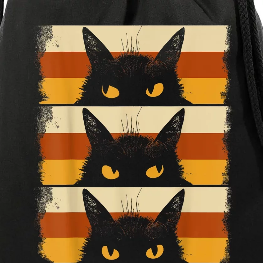 Cat Lover Grumpy Black Kitten Cat Mom Cat Dad Drawstring Bag