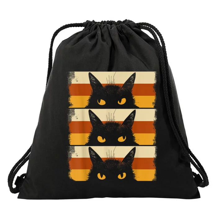 Cat Lover Grumpy Black Kitten Cat Mom Cat Dad Drawstring Bag