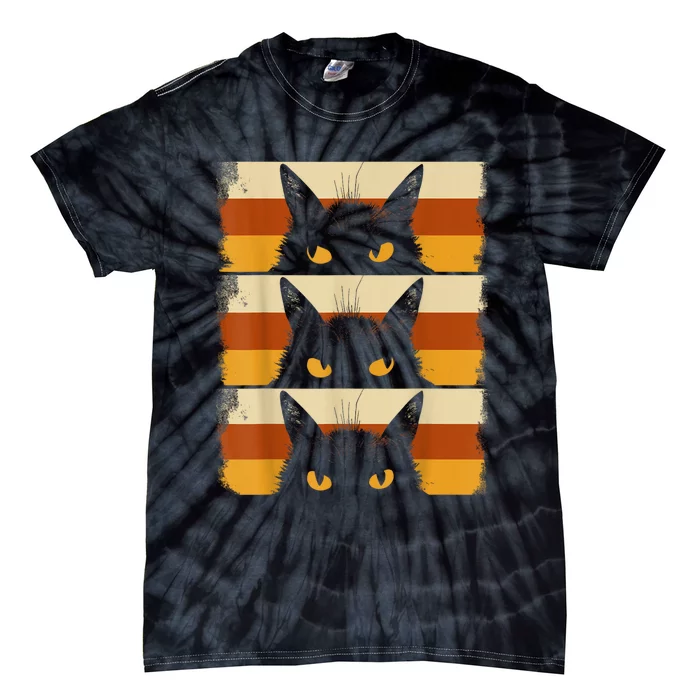 Cat Lover Grumpy Black Kitten Cat Mom Cat Dad Tie-Dye T-Shirt