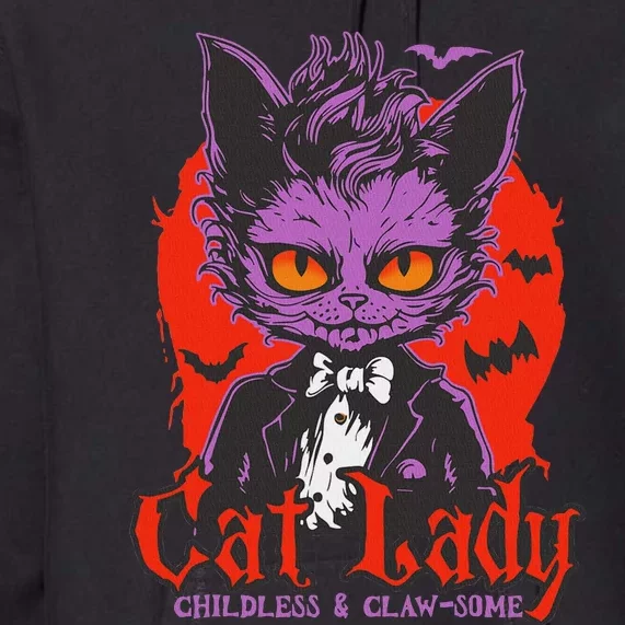 Cat Lady Halloween Feminist Childless Cat Ladies Harris 2024 Premium Hoodie