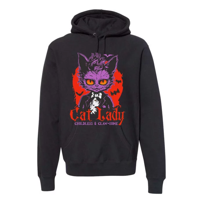 Cat Lady Halloween Feminist Childless Cat Ladies Harris 2024 Premium Hoodie