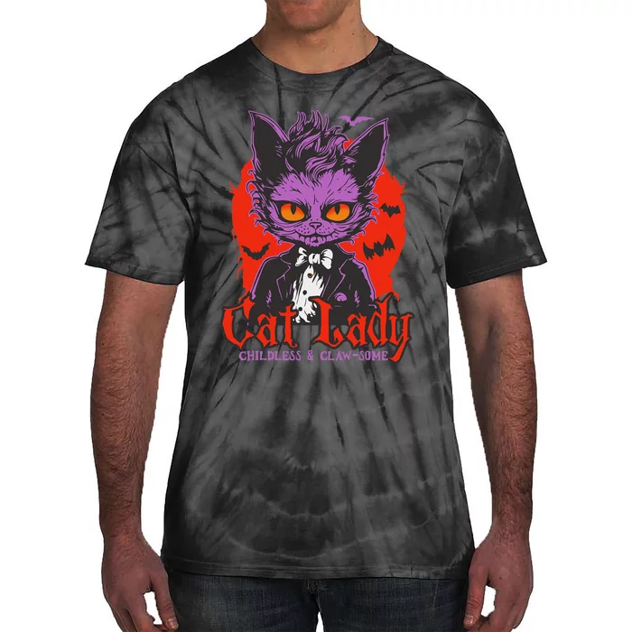 Cat Lady Halloween Feminist Childless Cat Ladies Harris 2024 Tie-Dye T-Shirt