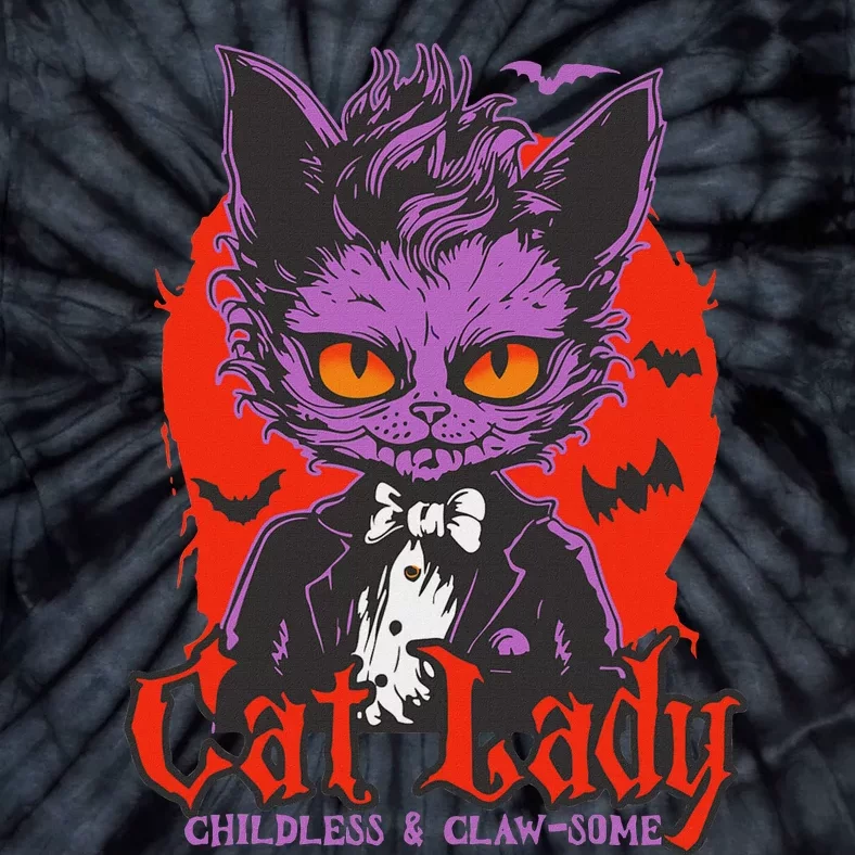 Cat Lady Halloween Feminist Childless Cat Ladies Harris 2024 Tie-Dye T-Shirt