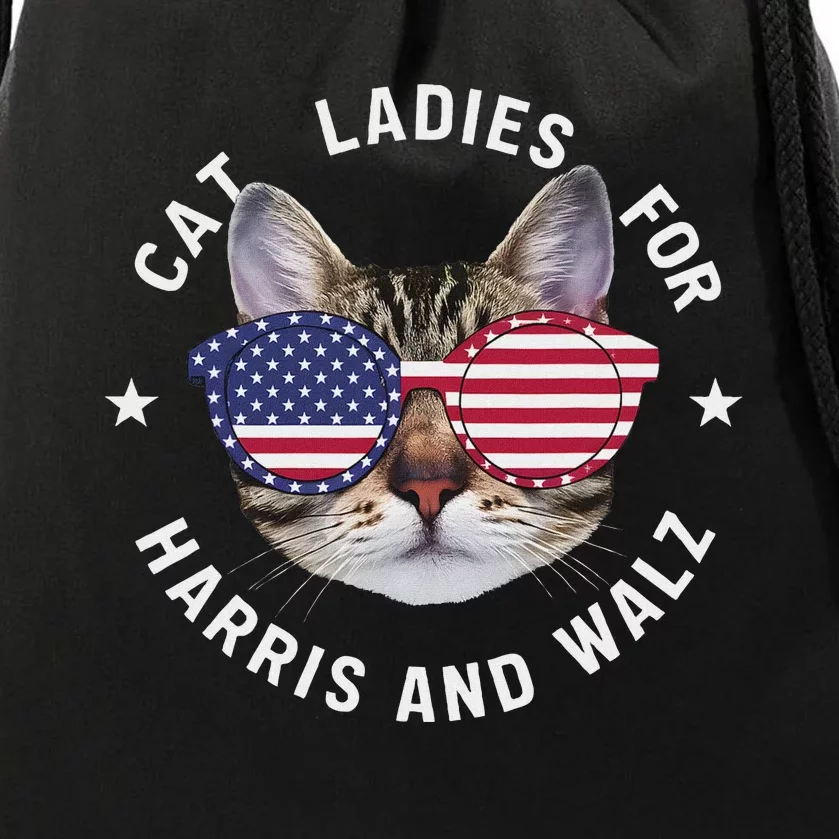 Cat Ladies Harris Waltz 2024 Cat Ladies For Harris Walz 2024 Drawstring Bag