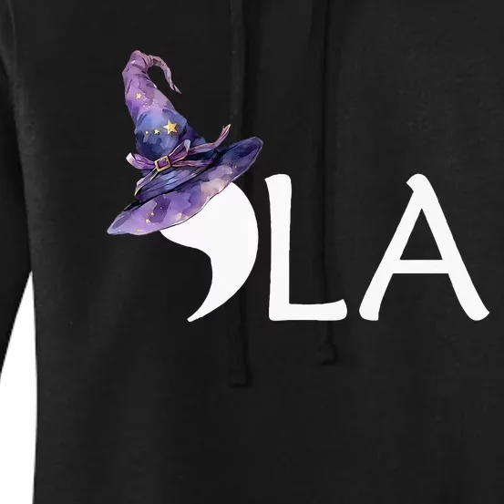 Comma La Halloween Hat 2024 Kamala Harris Funny Halloween Premium Women's Pullover Hoodie