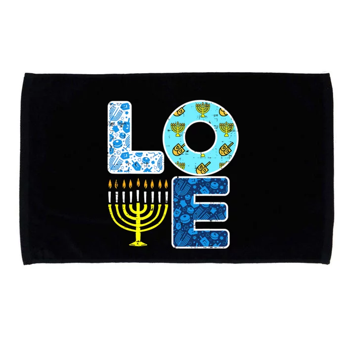 Cute LOVE Hanukkah Decorations Dreidel Menorah Chanukah Microfiber Hand Towel