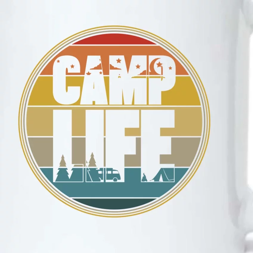 Camp Life Happy Camper Retro Camping Gift Black Color Changing Mug