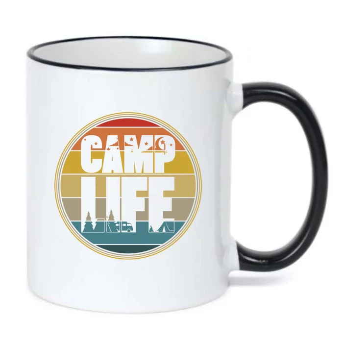 Camp Life Happy Camper Retro Camping Gift Black Color Changing Mug