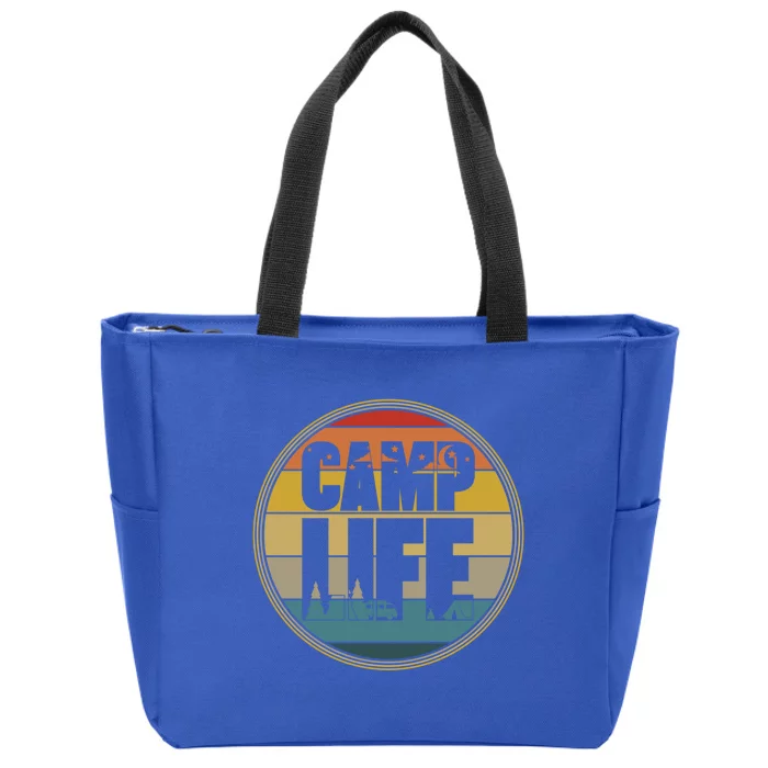 Camp Life Happy Camper Retro Camping Gift Zip Tote Bag