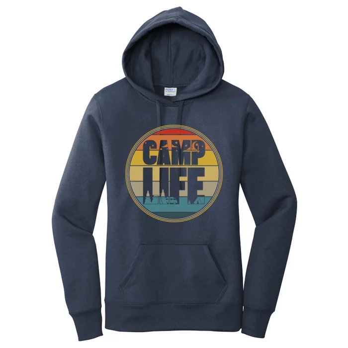 Camp Life Happy Camper Retro Camping Gift Women's Pullover Hoodie