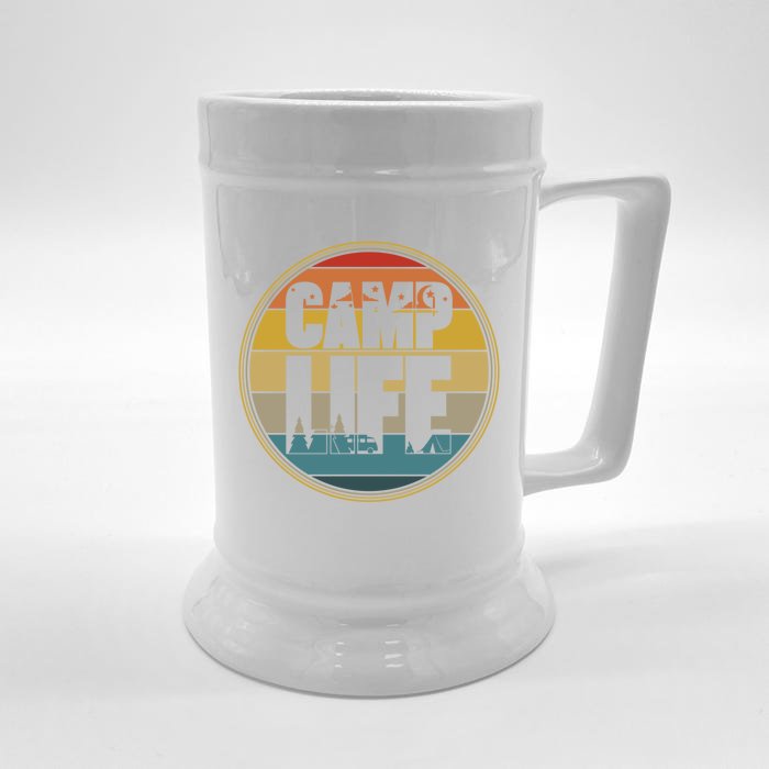 Camp Life Happy Camper Retro Camping Gift Front & Back Beer Stein