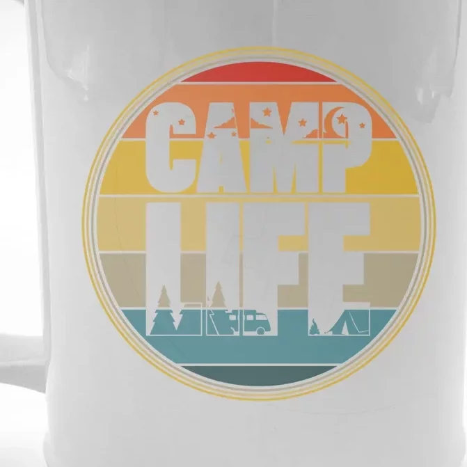 Camp Life Happy Camper Retro Camping Gift Front & Back Beer Stein