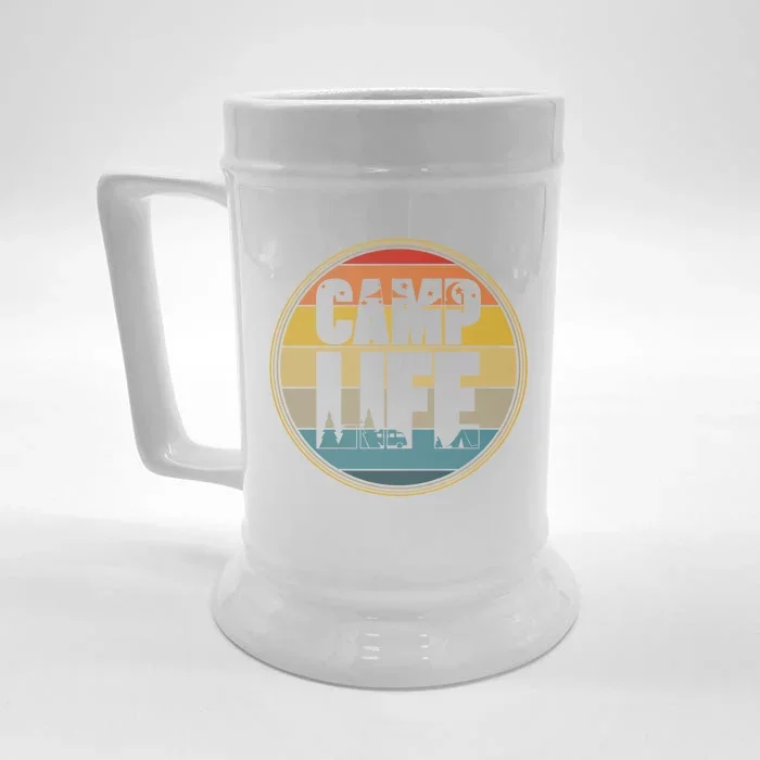 Camp Life Happy Camper Retro Camping Gift Front & Back Beer Stein