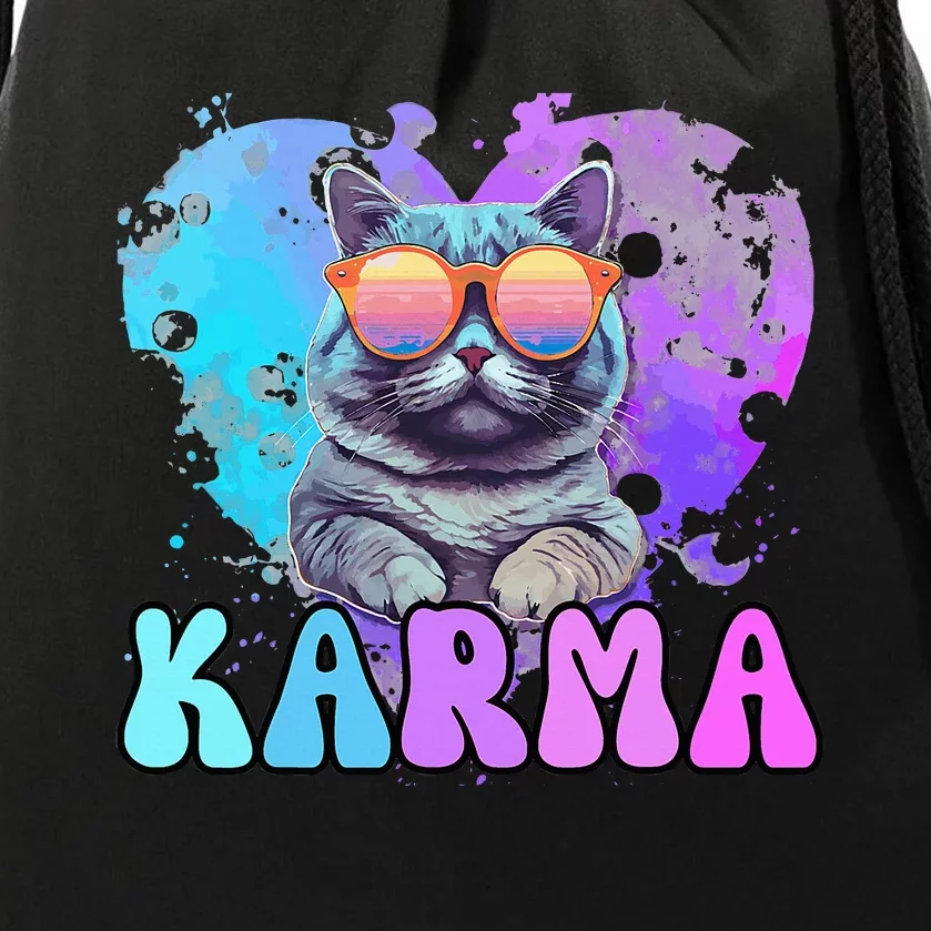 Cat Lover Heart Shape Karma Drawstring Bag