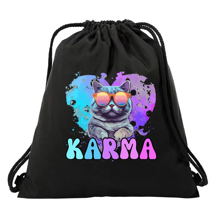 Cat Lover Heart Shape Karma Drawstring Bag