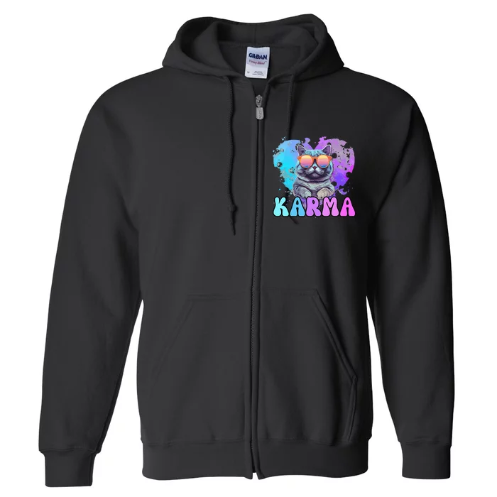 Cat Lover Heart Shape Karma Full Zip Hoodie