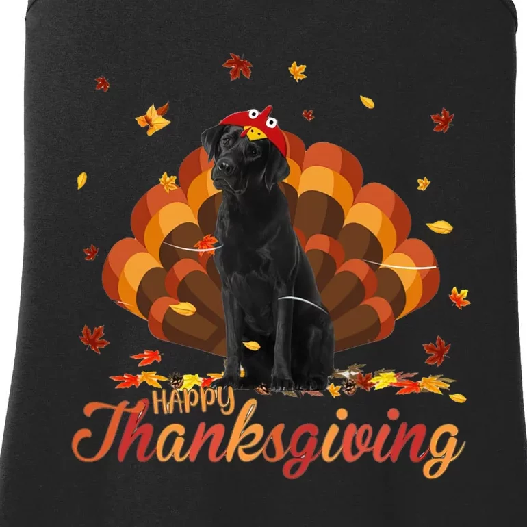 Cute Labrador Happy Thanksgiving Turkey Dog Crispy Leaf Ladies Essential Tank