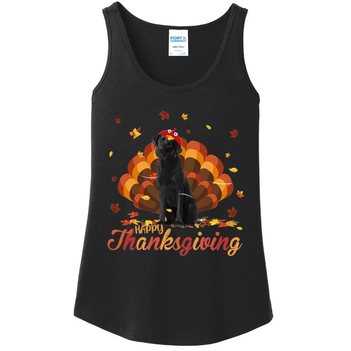 Cute Labrador Happy Thanksgiving Turkey Dog Crispy Leaf Ladies Essential Tank