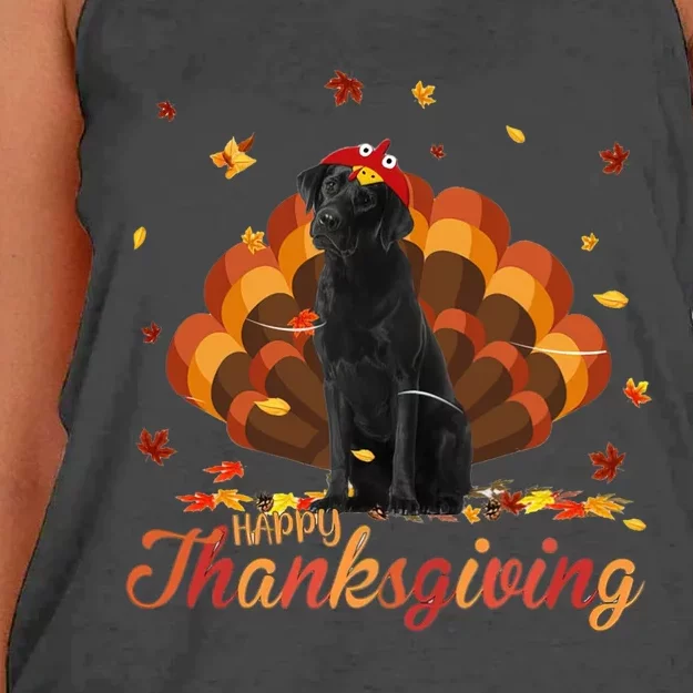 Cute Labrador Happy Thanksgiving Turkey Dog Crispy Leaf Women's Knotted Racerback Tank