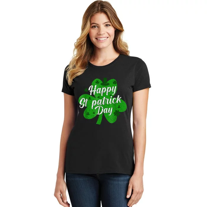 Cute Lucky Heart Shamrock Happy St Patricks Day Family Heart Women's T-Shirt