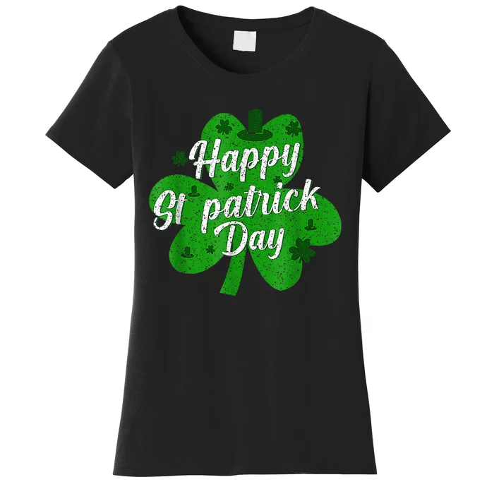 Cute Lucky Heart Shamrock Happy St Patricks Day Family Heart Women's T-Shirt