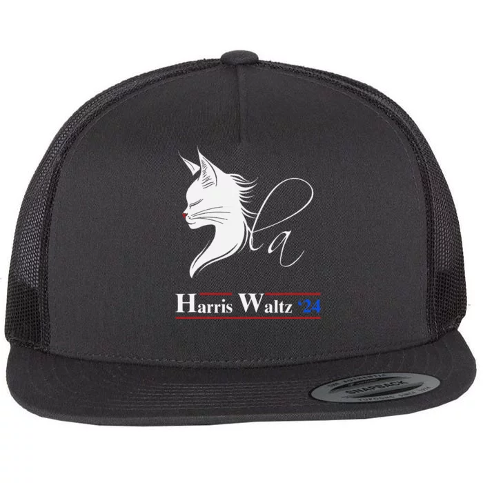 Cat Ladies Harris Waltz 2024 Comma La Flat Bill Trucker Hat