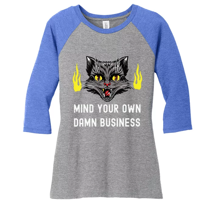 Cat Lady Harris Walz Waltz 2024 Mind Your Own Damn Business Women's Tri-Blend 3/4-Sleeve Raglan Shirt