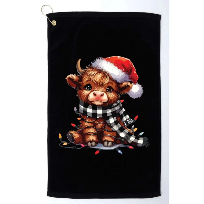 Christmas Lights Highland Cow Platinum Collection Golf Towel