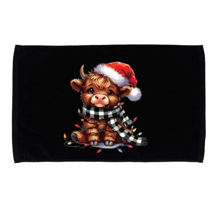 Christmas Lights Highland Cow Microfiber Hand Towel