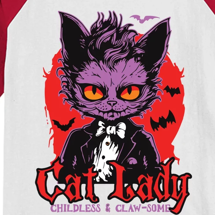 Cat Lady Halloween Feminist Childless Cat Ladies Harris 2024 Kids Colorblock Raglan Jersey