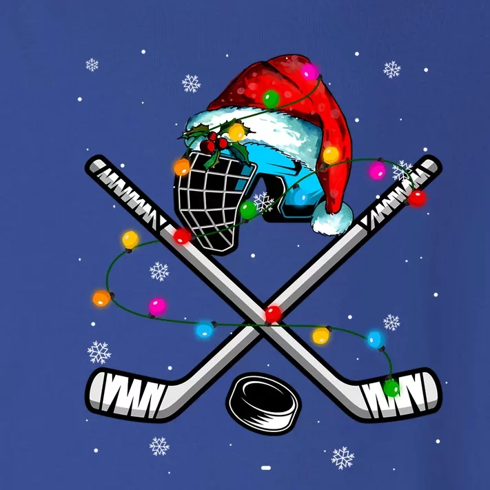 Christmas Lights Hockey Santa Hat Sport Hockey Lover Gift Toddler Long Sleeve Shirt