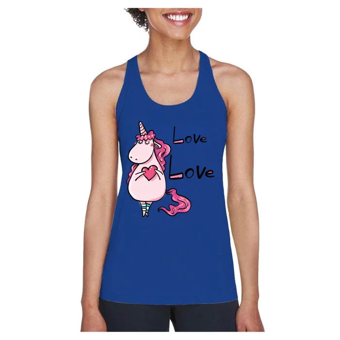 Cute Love Heart Unicorn Valentines Dayfunny Gift Unicorn Valentines Funny Gift Women's Racerback Tank