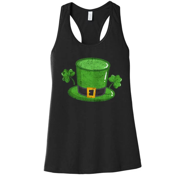 Cute Leprechauns Hat St. Patricks Day Shamrock Women Women's Racerback Tank