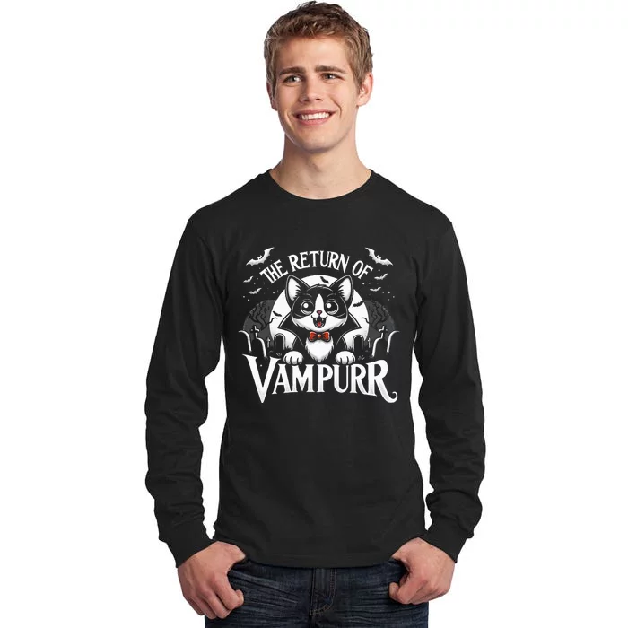 Cat Lover Halloween Funny Cute The Return of Vampurr Tall Long Sleeve T-Shirt