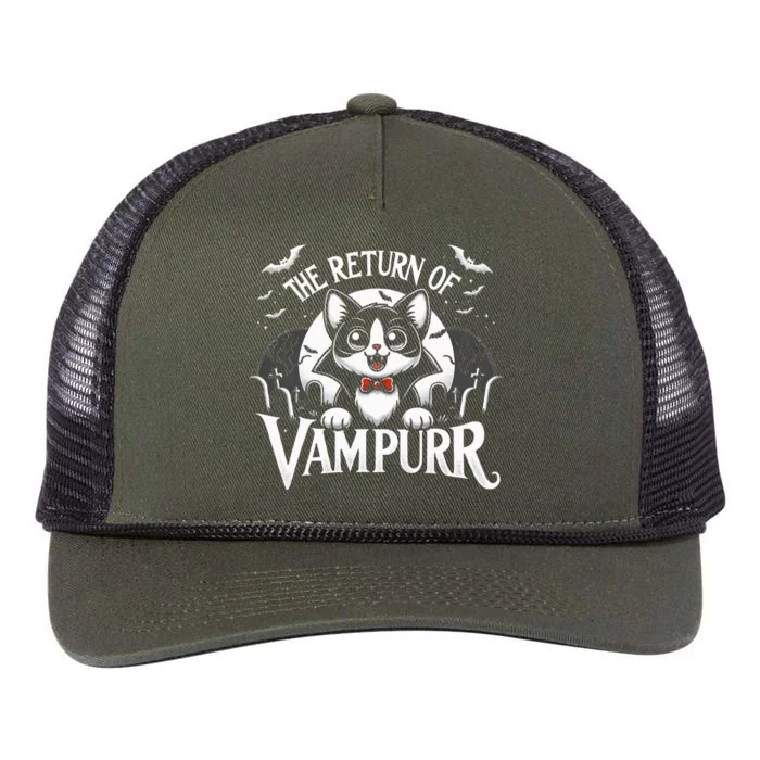 Cat Lover Halloween Funny Cute The Return of Vampurr Retro Rope Trucker Hat Cap