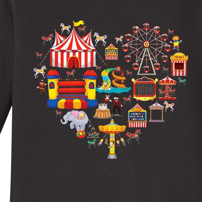 Circus Love Heart Ringmaster Party Circus Baby Long Sleeve Bodysuit