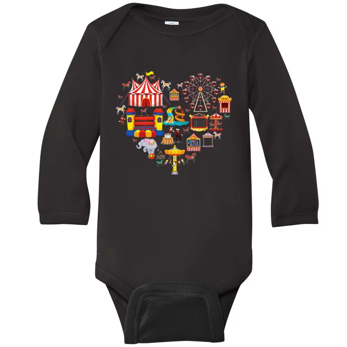 Circus Love Heart Ringmaster Party Circus Baby Long Sleeve Bodysuit