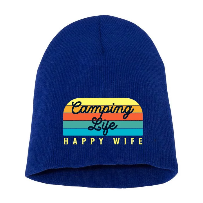 Camping Life Happy Wife Gift Short Acrylic Beanie