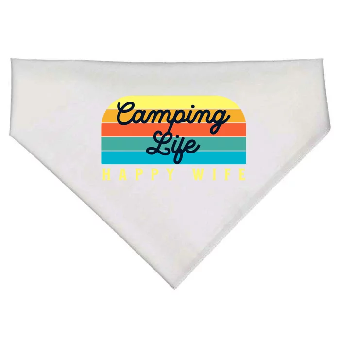 Camping Life Happy Wife Gift USA-Made Doggie Bandana