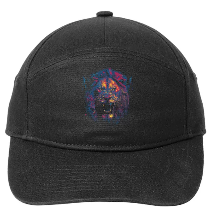 Colorful Lion Head 7-Panel Snapback Hat