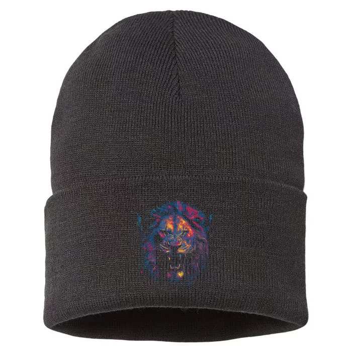 Colorful Lion Head Sustainable Knit Beanie